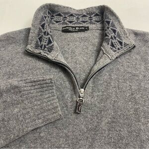 Daniele Blasi Wool Blend Knit Sweater Quarter Zip Patterned Mock Neck Men’s XL
